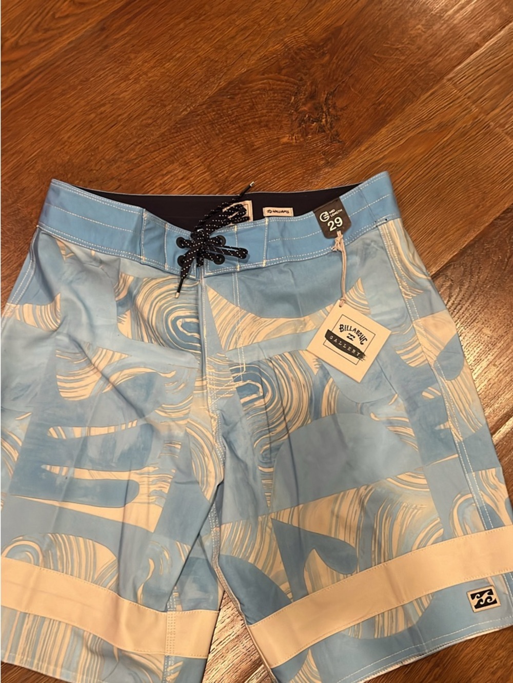 Billabong Light Blue and White Swirl Print Boardshorts